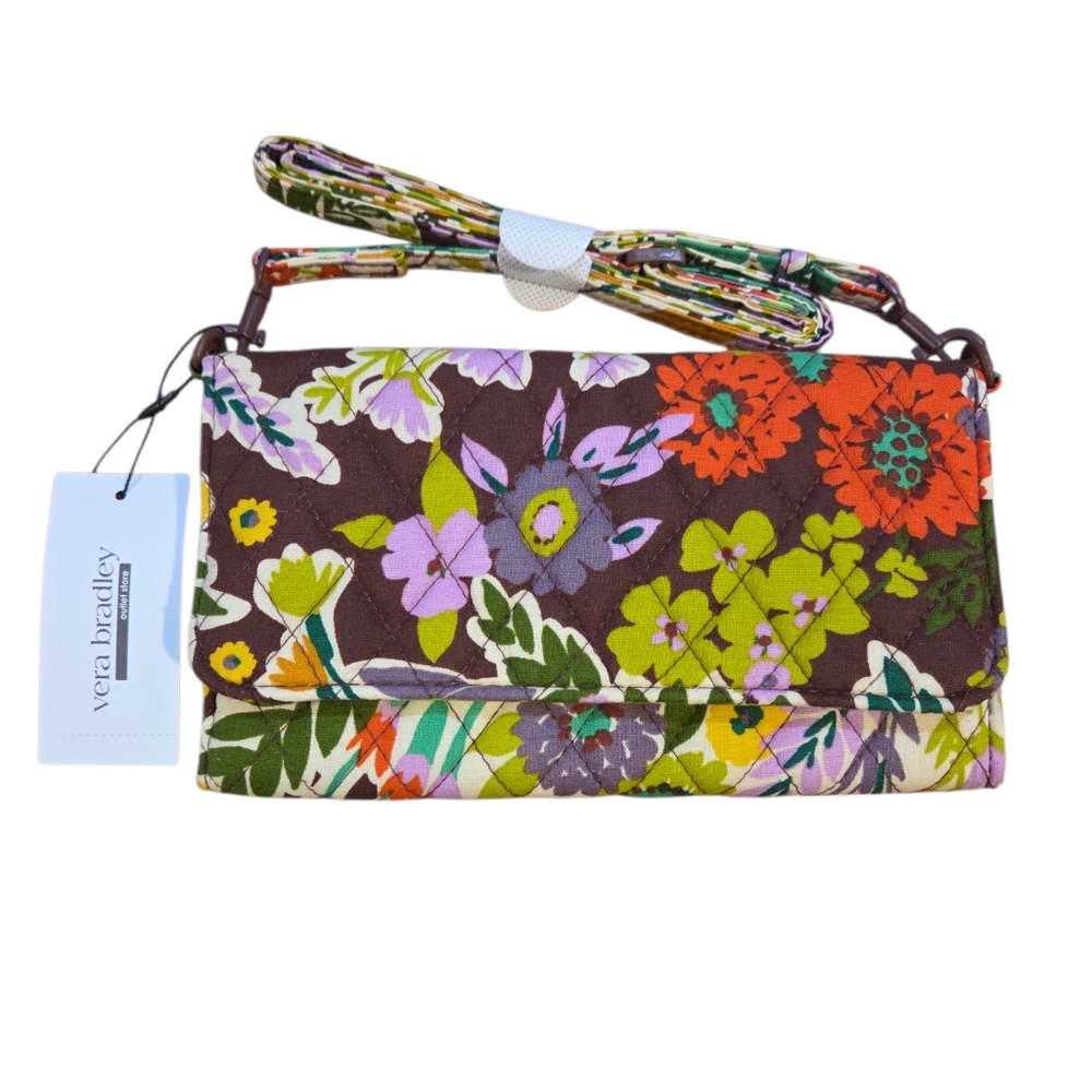 Vera Bradley NEW Cotton Wallet Crossbody Bag w/Floral Design & Adjustable Strap